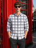 Men's White Slim Fit Checkered Casual Shirt