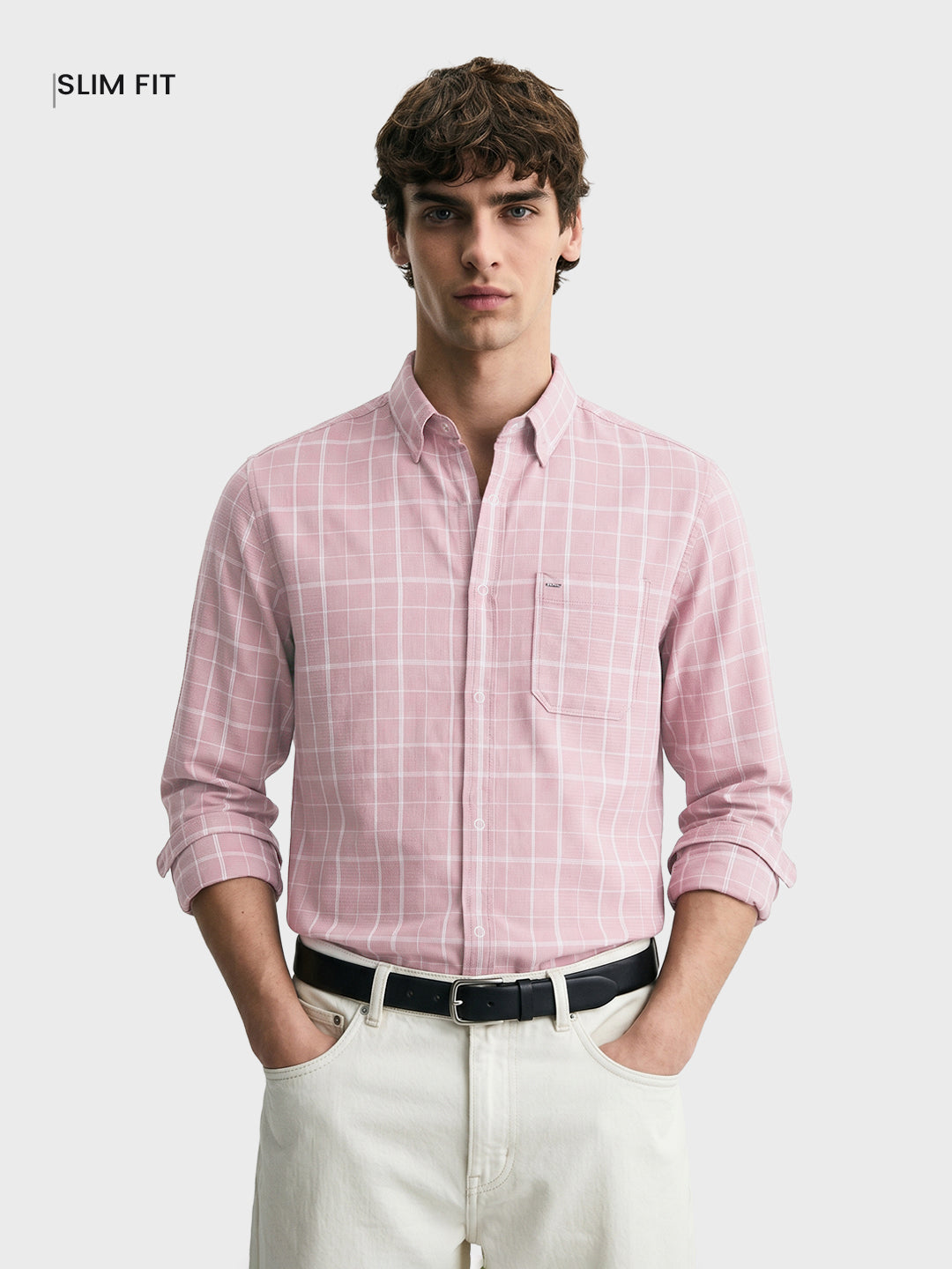 Men's Purple Slim Fit Checkered Casual Shirt