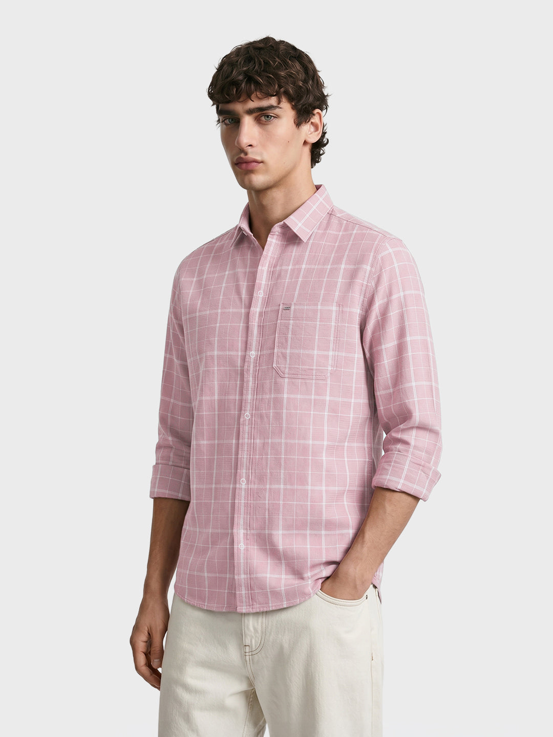 Men's Purple Slim Fit Checkered Casual Shirt
