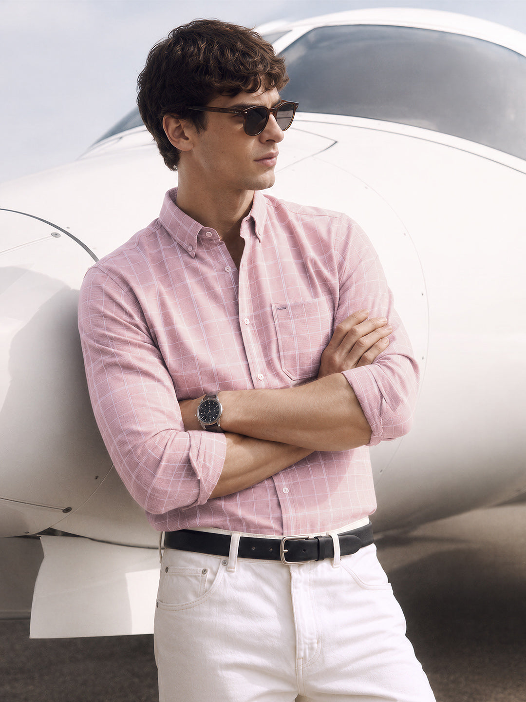 Men's Purple Slim Fit Checkered Casual Shirt