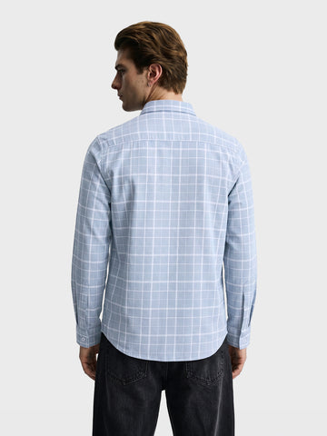 Men's Grey Slim Fit Checkered Casual Shirt