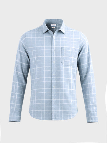 Men's Grey Slim Fit Checkered Casual Shirt