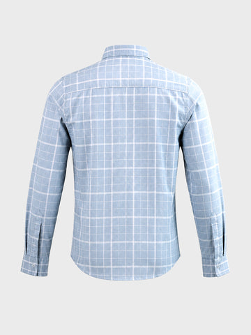 Men's Grey Slim Fit Checkered Casual Shirt