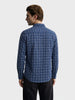 Men's Navy Blue Slim Fit Checkered Casual Shirt