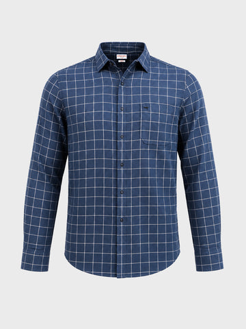 Men's Navy Blue Slim Fit Checkered Casual Shirt