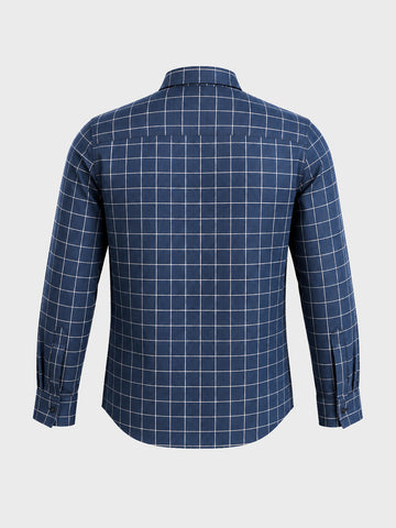Men's Navy Blue Slim Fit Checkered Casual Shirt