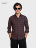 Men's Brown Slim Fit Checkered Casual Shirts
