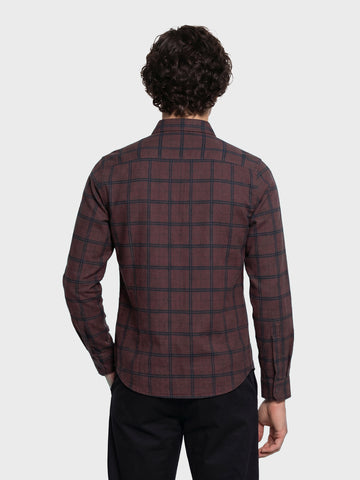 Men's Brown Slim Fit Checkered Casual Shirts