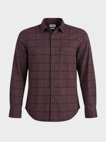 Men's Brown Slim Fit Checkered Casual Shirts
