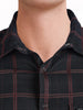 Men's Black Slim Fit Checkered Casual Shirts