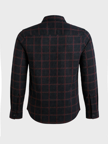 Men's Black Slim Fit Checkered Casual Shirts
