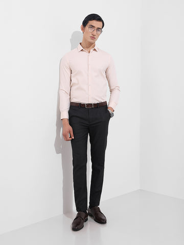 Men's Beige Slim Fit Geometric Print Formal Shirt