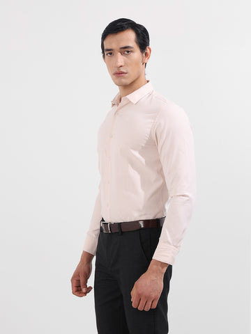 Men's Beige Slim Fit Geometric Print Formal Shirt