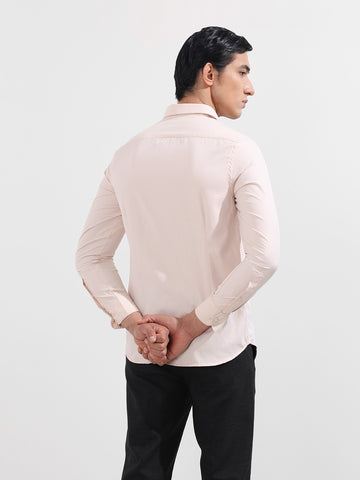 Men's Beige Slim Fit Geometric Print Formal Shirt