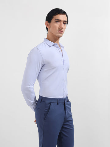 Men's Blue Slim Fit Geometric Print Formal Shirt