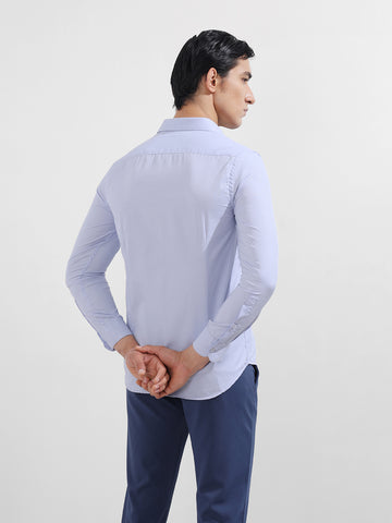 Men's Blue Slim Fit Geometric Print Formal Shirt