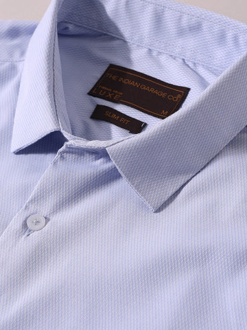 Men's Blue Slim Fit Geometric Print Formal Shirt