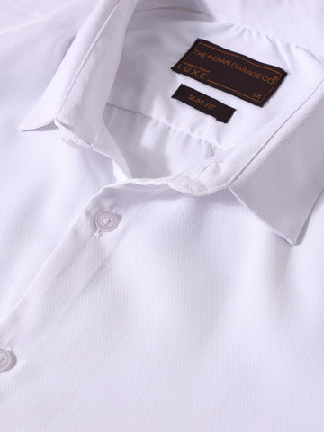 Men's White Slim Fit Geometric Print Formal Shirt
