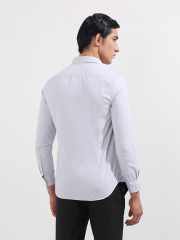 Men's Grey Slim Fit Geometric Print Formal Shirt