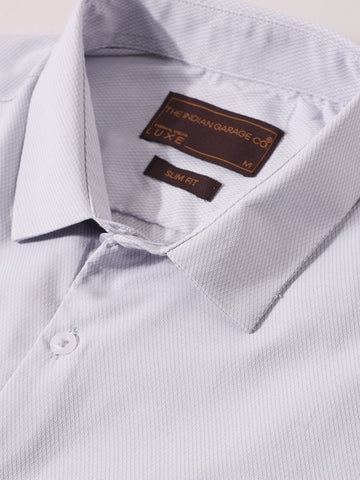 Men's Grey Slim Fit Geometric Print Formal Shirt