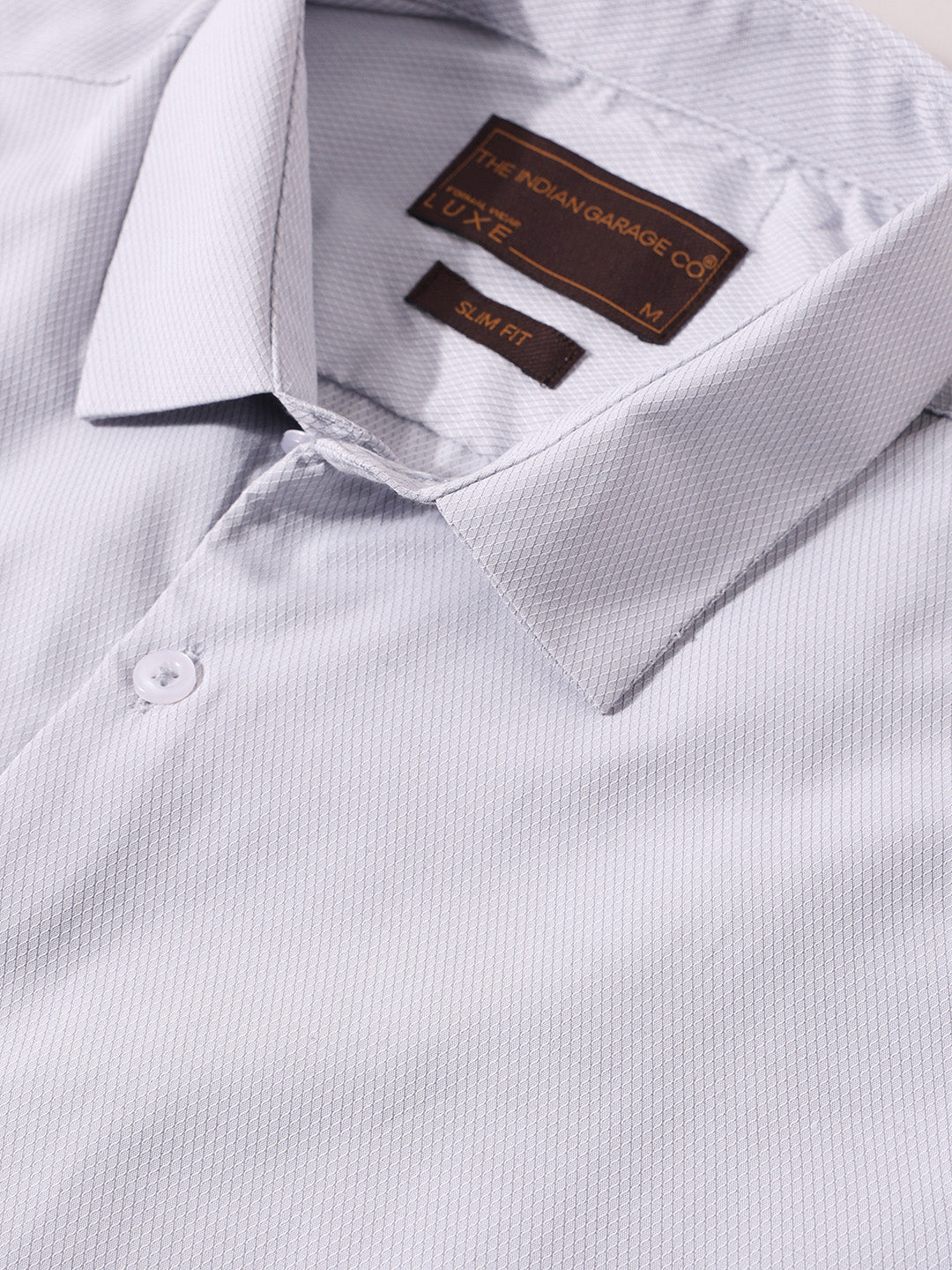 Men's Grey Slim Fit Geometric Print Formal Shirt