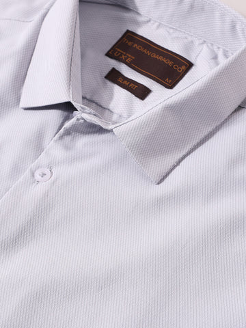 Men's Grey Slim Fit Geometric Print Formal Shirt
