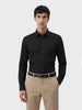 Men's Black Slim Fit Geometric Print Formal Shirt