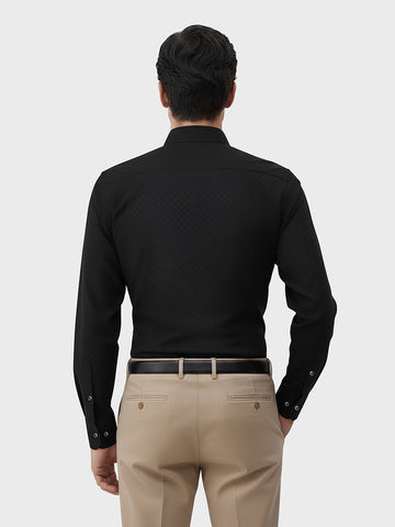 Men's Black Slim Fit Geometric Print Formal Shirt