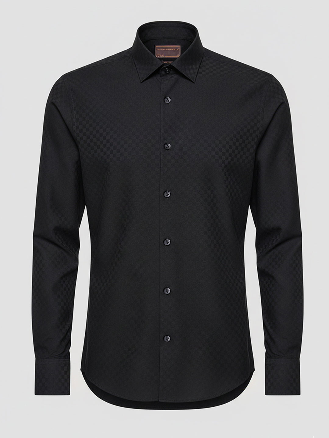 Men's Black Slim Fit Geometric Print Formal Shirt