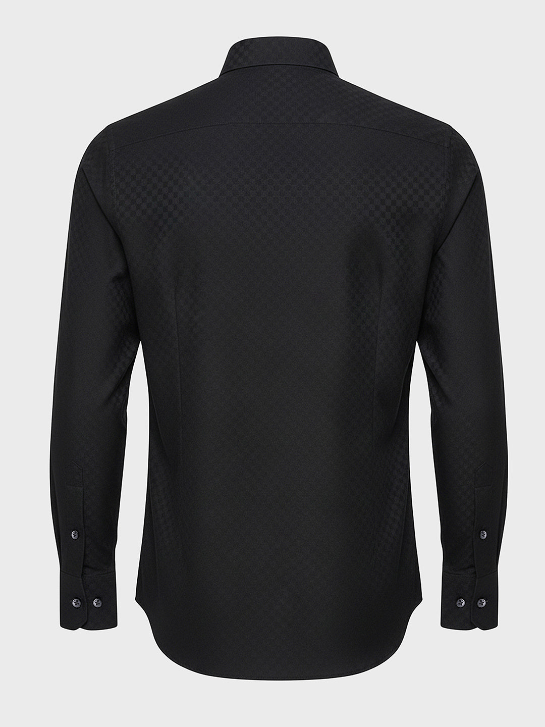 Men's Black Slim Fit Geometric Print Formal Shirt