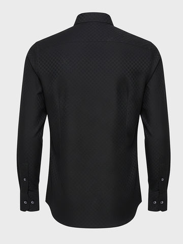 Men's Black Slim Fit Geometric Print Formal Shirt