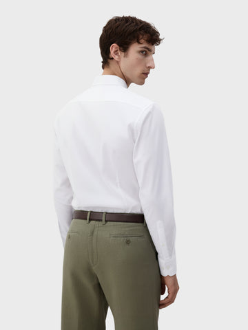 Men's White Slim Fit Geometric Print Formal Shirt