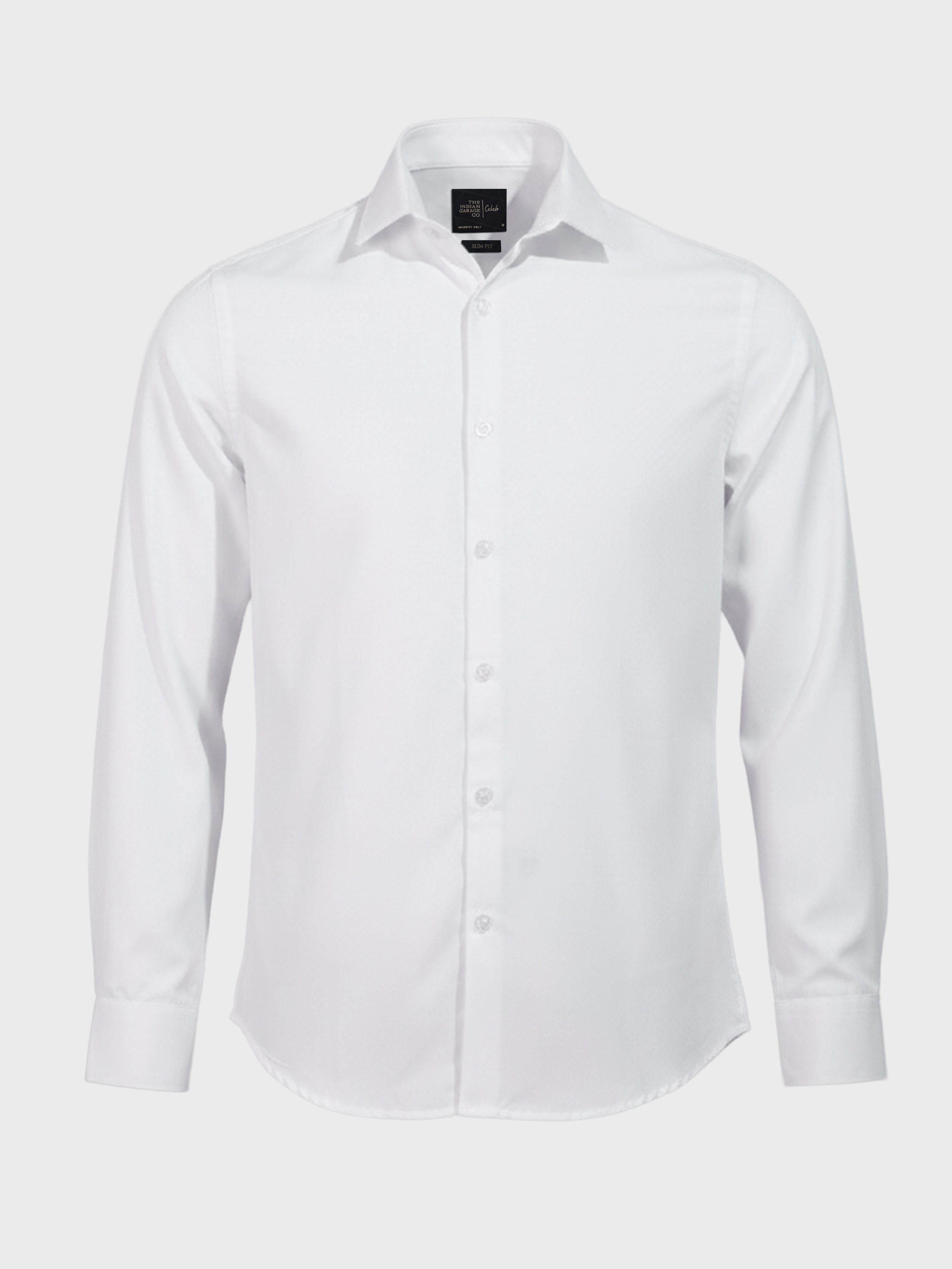 Men's White Slim Fit Geometric Print Formal Shirt