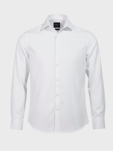 Men's White Slim Fit Geometric Print Formal Shirt