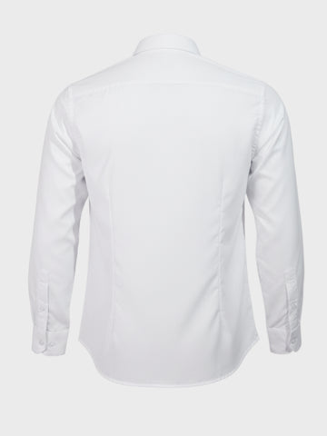 Men's White Slim Fit Geometric Print Formal Shirt