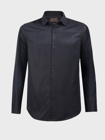 Men's Black Slim Fit Solid Formal Shirt