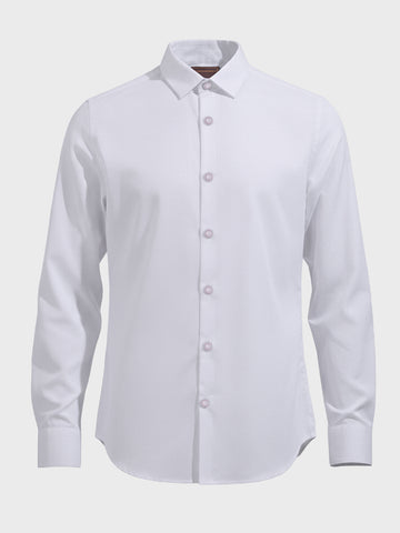 Men's White Slim Fit Textured Formal Shirt
