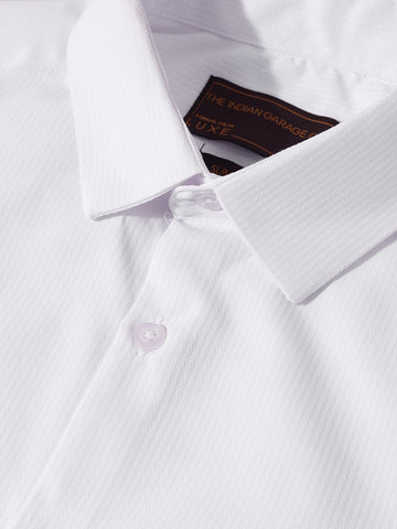 Men's White Slim Fit Textured Formal Shirt