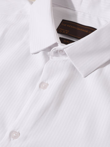 Men's White Slim Fit Pin Stripes Formal Shirt