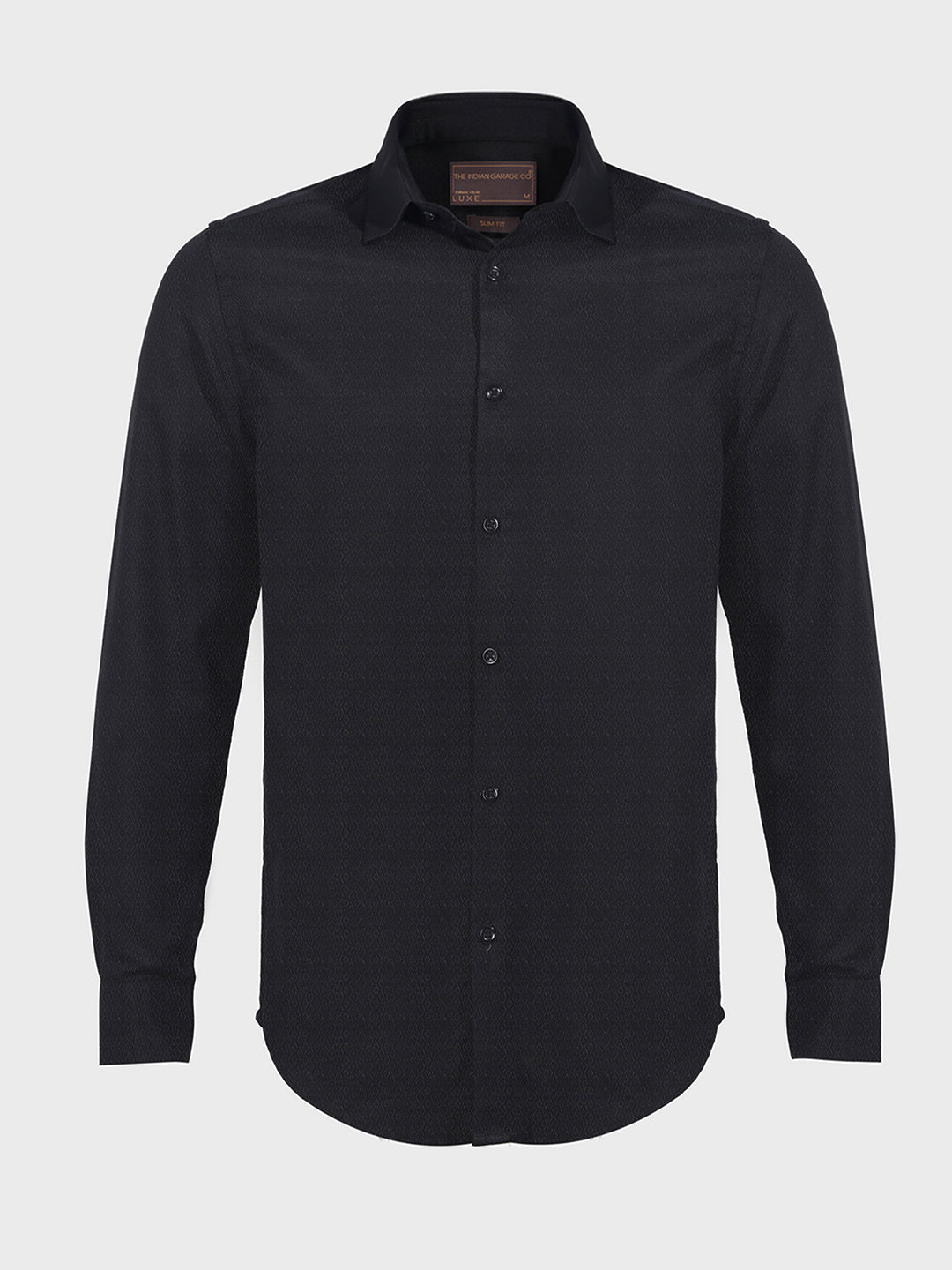 Men's Black Slim Fit Geometric Print Formal Shirt