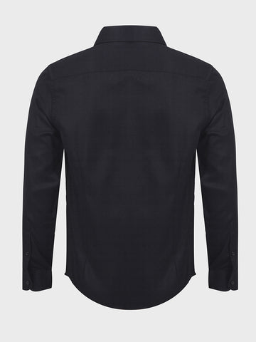 Men's Black Slim Fit Geometric Print Formal Shirt