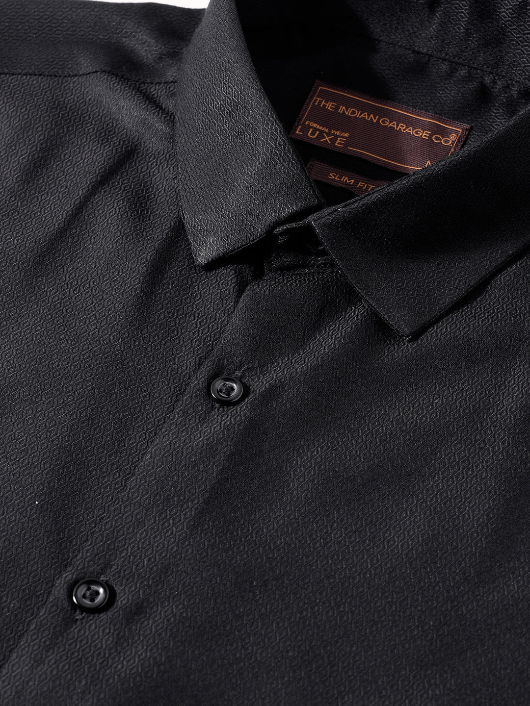 Men's Black Slim Fit Geometric Print Formal Shirt