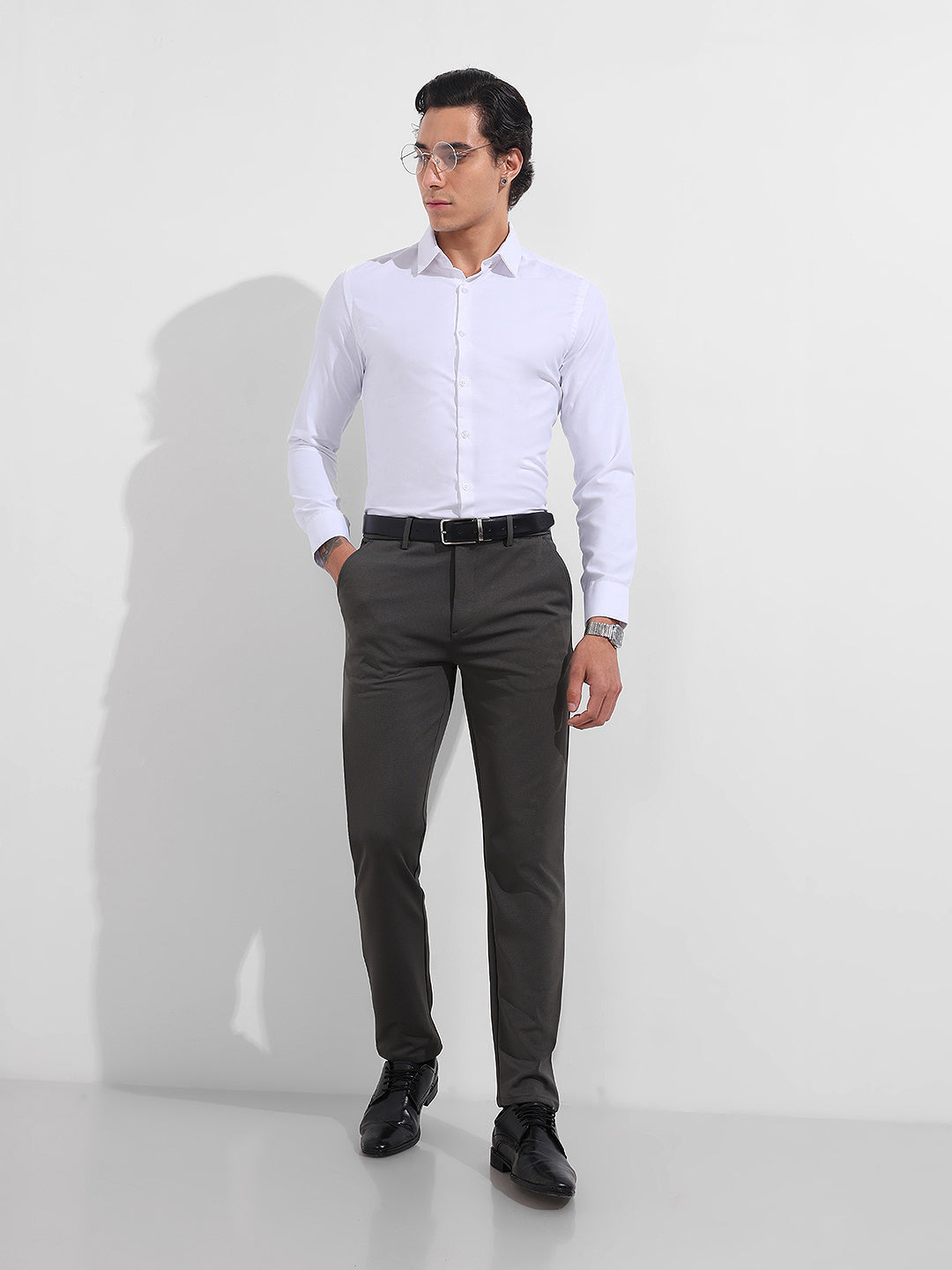 Men's White Slim Fit Solid Formal Shirt