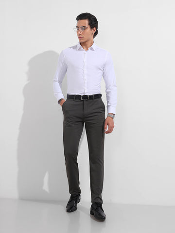 Men's White Slim Fit Solid Formal Shirt