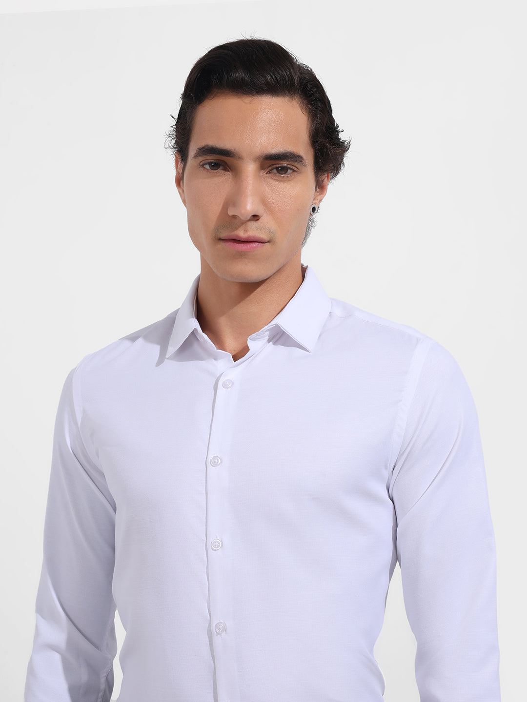Men's White Slim Fit Solid Formal Shirt