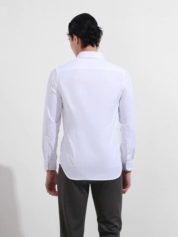 Men's White Slim Fit Solid Formal Shirt