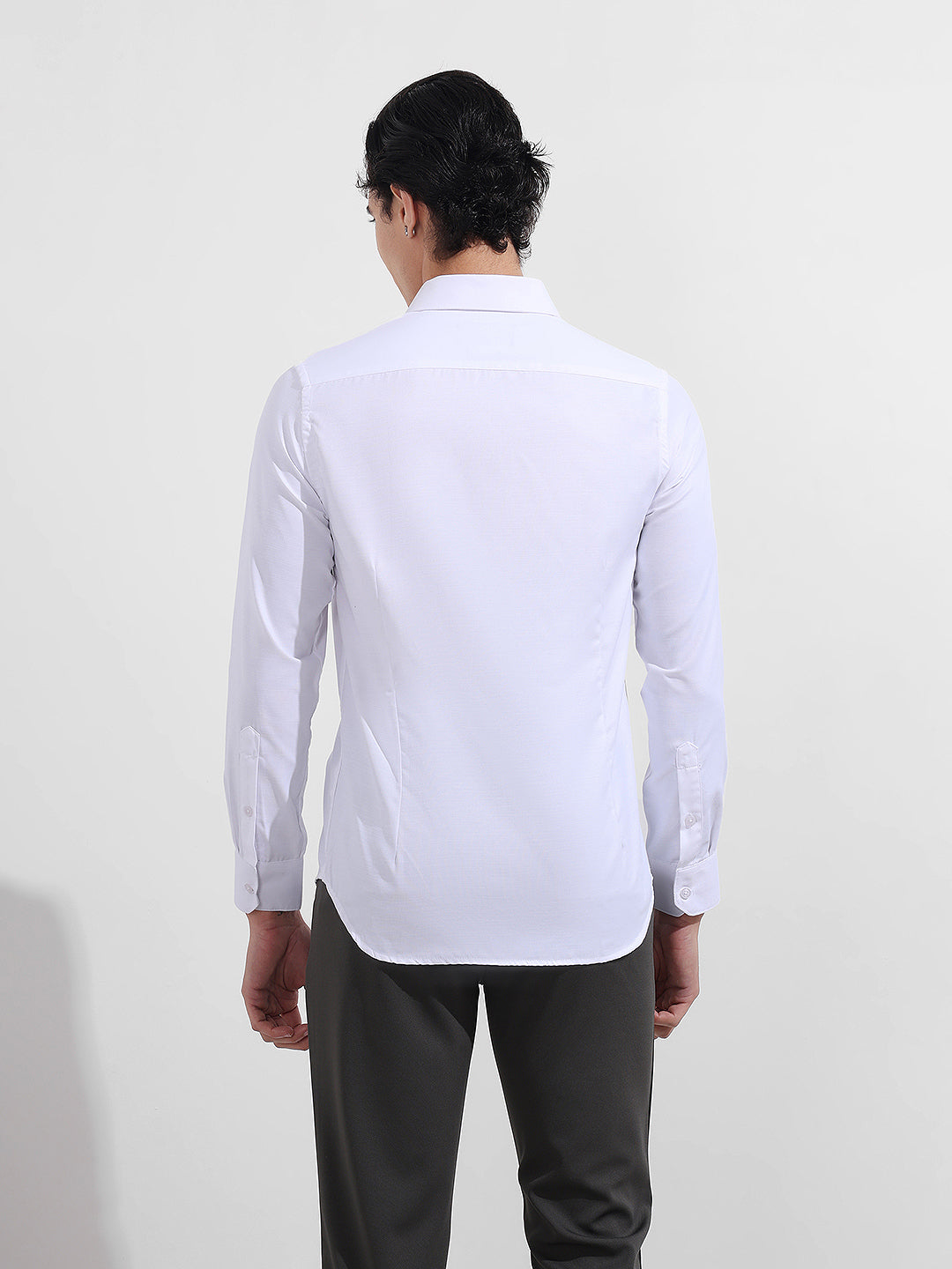 Men's White Slim Fit Solid Formal Shirt