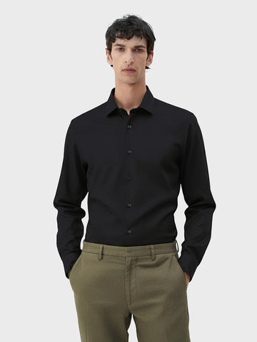 Men's Black Slim Fit Textured Formal Shirt
