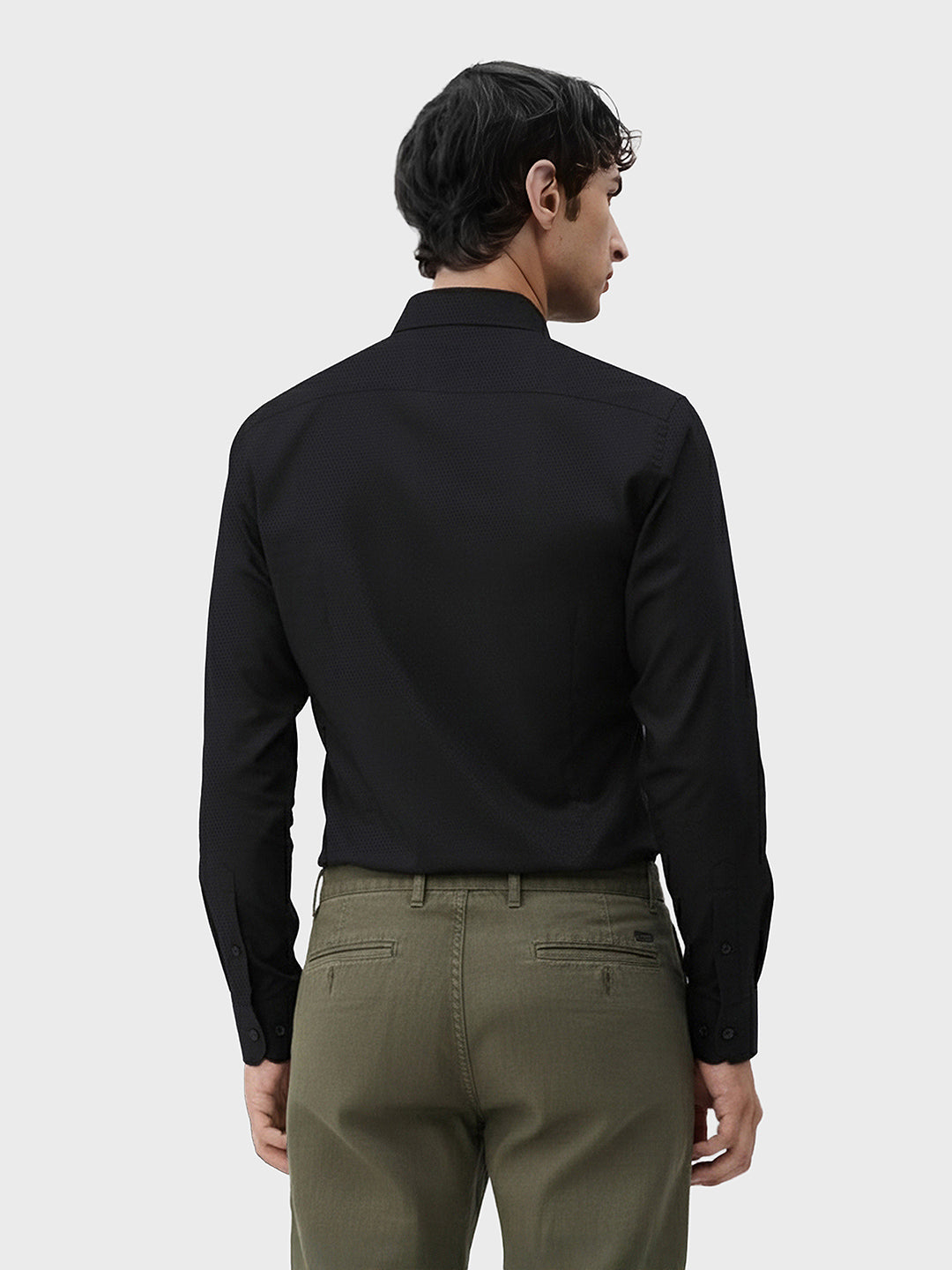 Men's Black Slim Fit Textured Formal Shirt