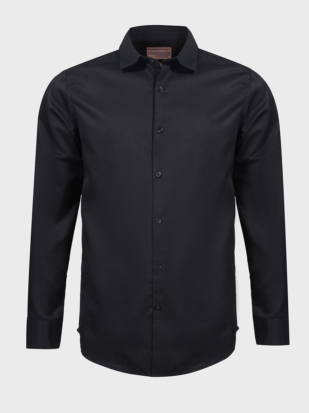 Men's Black Slim Fit Textured Formal Shirt